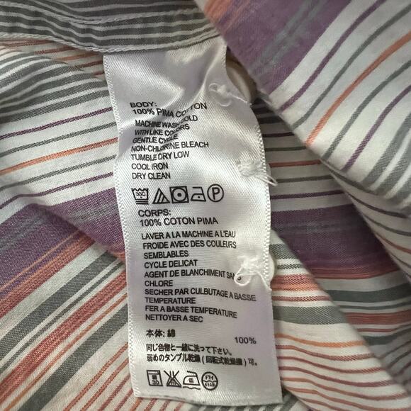 Tommy Bahama Pima Cotton Pastel Striped Button Down Shirt | Men's Size Medium - Picture 5 of 8